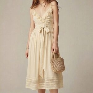 Vintage Cynthia Steffe Midi Dress Size Small Butter Yellow Babydoll Y2K Preppy